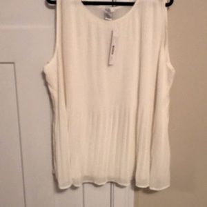 Pleated front cream tank